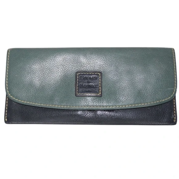 Dooney & Bourke Sophie Slim Green and Black Leather Wallet - Picture 1 of 8